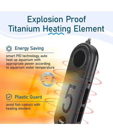 Hygger Energy Saving Titanium Aquarium Heater 500W Digital Submersible | Auto Shut Off, Overheat Protection | for 60-120 Gallon Tank - Buy Online on GoSupps.com