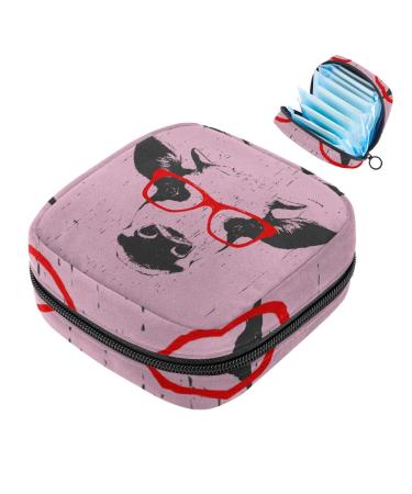 Cow glasses women's napkin storage bag portable period bag for women teenagers girls menstrual cup breastfeeding pillow holder