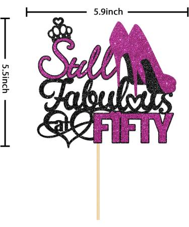 Still Fabulous at Fifty Cake Topper Happy 50th Birthday Party Decorations Woman 50th Anniversary - Cheers to 50 Years Theme Birthday Cake Decors Female Birthday Theme Party Supplies Black/Purple - Buy Online on GoSupps.com