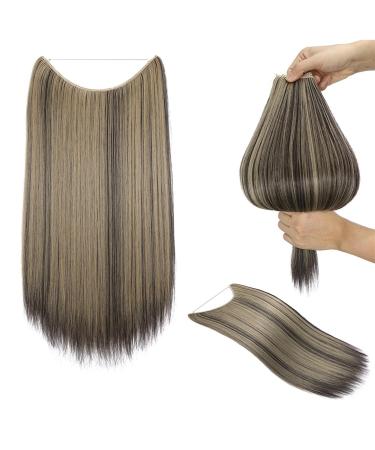 Hair Extensions Clip in Hair Extensions Long Smooth Fish Line Hair Clips Invisible U-Shaped Wire Long Straight Synthetic One Piece Hairpieces for Women Hair Pieces(2434) 20inches 2434