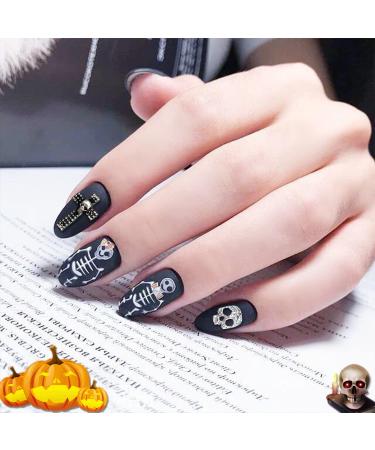 WOKOTO 30pcs Halloween 3D Nail Charms Set for Spooky Nail Art - Skull Spider Skeleton Hand Cross Metal Nail Studs Decorations for Acrylic Nails - Halloween Charms Kit - Buy Online on GoSupps.com