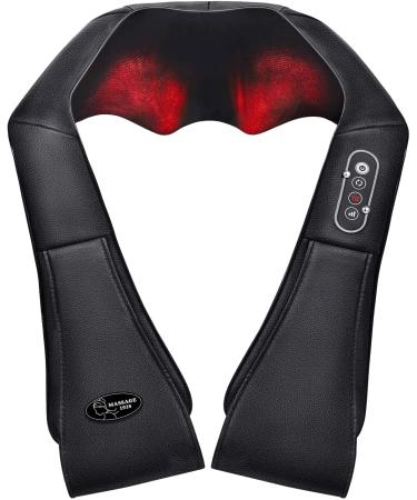 Shoulder neck massager back massage device with heat function 3D shiatsu kneading massage for very body muscle pain relief black