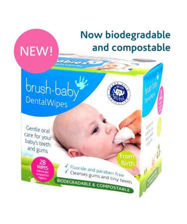 Brush Baby Teething Relief Dental Wipes for Ages 0-Toddler - 28 Finger Wipes - Prevent Teething Pain & Tooth Decay - Pack of 1 - Buy Online on GoSupps.com