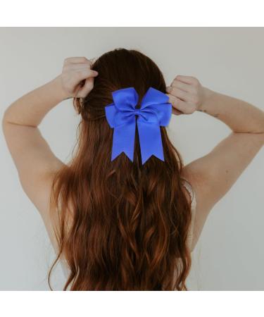 2 Pack 6 inch Bow Hair Clips Large Hair Bow Hair Barrette Clips for Women Girls Blue Hair Bows - Buy Online on GoSupps.com