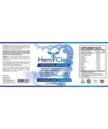 HemClear for Hemorrhoids - Vegan 100% Natural Formula for Hemorrhoid Relief & Vascular Health - Maximum Strength 3 Bottles + 1 Cream - Buy Online on GoSupps.com