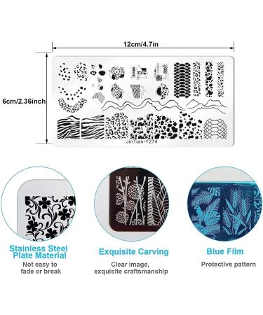 OUBFUUY Geometric Theme Nail Stamp Plates Nails Art Stamping Plates Festival Geometric Stripe Line Nail plate Template Image Plates - Buy Online on GoSupps.com