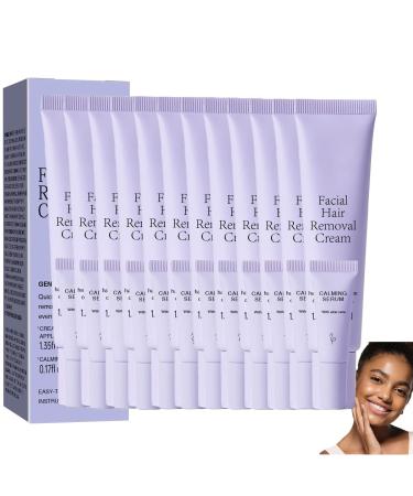 AJOG Hair removal cream for sensitive skin on face and body - Gentle and painless hair removal for women - Suitable for all skin types includes moisturizing facial serum. (12 pcs)