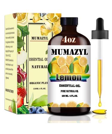 Lemon Essential Oil Lemon Oil 4 Fl Oz 120ML for Diffuser Humidifier Yoga Cleaning DIY Candle Soap Making Essential Oils