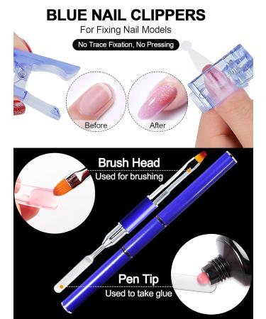 Kalolary Dual Nail Forms Set | 120PC Stiletto Nail Tips + 10 Blue Nail Clips Nail File & UV Gel Brush for Professional Nail Art Extension - Buy Online on GoSupps.com