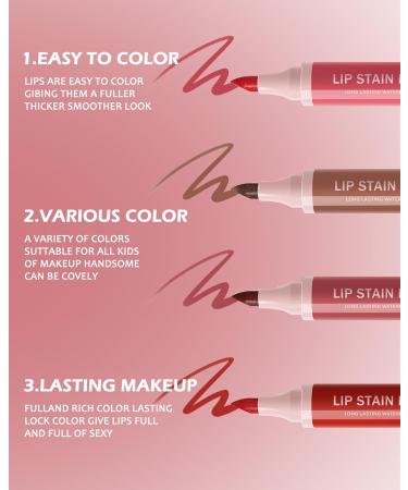 Lip Stain Marker Pen Set-4Pcs Hydrating Lip Stain Liquid Lip Liner Pencil Kit Matte Color Look Longlasting Waterproof Smudgeproof Natural Finish Precise Chisel Tip Smooth Makeup Gift for Women 4pcs# - Buy Online on GoSupps.com