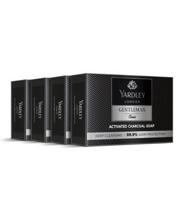 Yardley London Gentleman Classic Activated Charcoal Soap with 99.9% Germ Protection and Deep Cleansing of Skin - Pack Of 4 (100 g each)