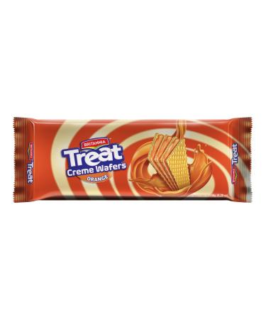 Britannia Treat Orange Wafer Cookies Pack of 24 (24 x 150g) | Delicious Orange Cream Filling | Crispy and Light Wafer Snack
