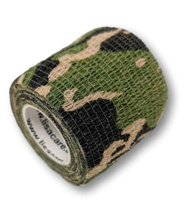 Lisacare adhesive bandage self -adhesive - 2 rolls 5cm wide - medical device - sports bandage supports relieves relieves with color and motif selection (camo green) camouflage green 2 -Set - Buy Online on GoSupps.com
