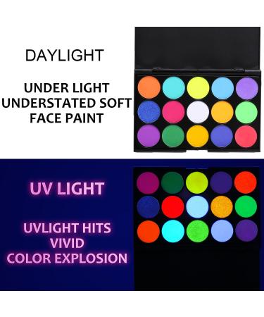 Glow UV Face Paint - 15 Colors Neon Eyeshadow Palette | Water-Based UV Blacklight Makeup for Kids | Perfect for Halloween Glow Parties & Music Festivals - Shop Internationally - Buy Online on GoSupps.com