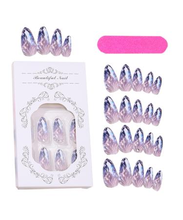 Medium Press on Nails | Almond Shape Stick on False Nails | Rhombus Crystal Full Fake Nail Kit in 12 Sizes for Manicure Enthusiasts Women Girls