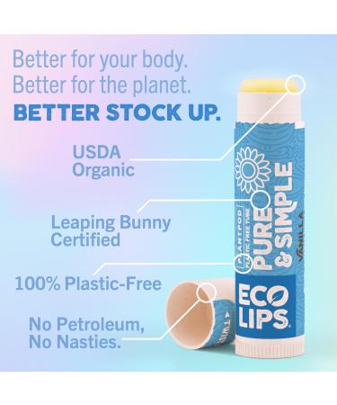 Eco Lips Pure & Simple Raspberry Coconut and Vanilla Organic Lip Balm 9-Pack (0.15 oz.) - 100% Natural. 100% Plastic-Free Packaging | Made in USA & Cruelty Free - Buy Online on GoSupps.com
