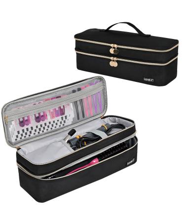 Double-Layer Travel Carrying Case Compatible with Revlon One-Step Hair Dryer Brush/Volumizer/Styler/Hot Tools Portable Storage Organizer Bag Compatible with Shark FlexStyle Attachment Black(Bag Only)