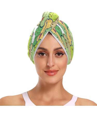 Cartoon Frog Dry Hair Cap & Quick Drying Towel Set - Super Absorbent Soft & Comfortable 2-Piece with Button Headband for Effortless Hair Care - Buy Online on GoSupps.com