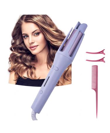 Curling Iron 1.25 Inch Automatic Hair Curling Iron Auto Shut Off with 4 Temperatures Hair Curling Wands Purple