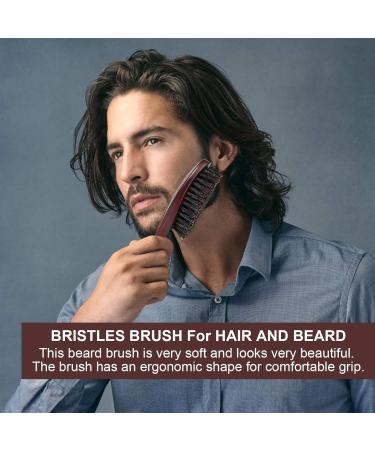 Premium Boar Bristle Beard Brush Natural Wooden Handle for Ultimate Beard & Hair Care | Elegant Styling Tool with Hard Bristles - Buy Online on GoSupps.com
