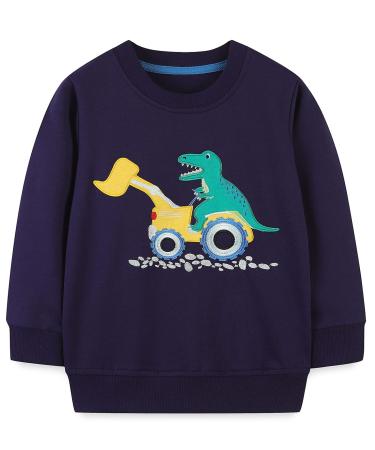 Boys Sweatshirt for Kids Dinosaur Jumper Cotton Casual Top Long Sleeve Pullover T-Shirt Toddler Girls Shirts Baby Clothes 1-8 Years 6-7 Years Dinosaur 02