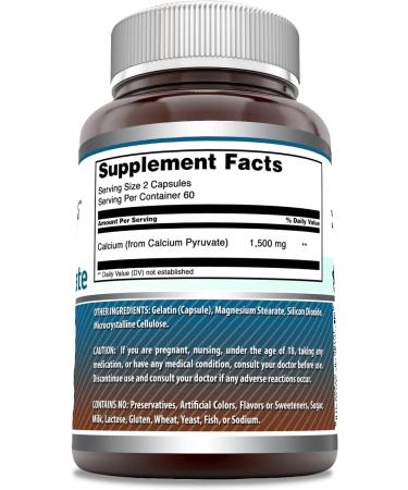 Amazing Formulas Calcium Pyruvate 1500mg 120 Capsules Supplement | Non-GMO, Gluten Free, Made in USA | 1 Pack - Buy Online on GoSupps.com