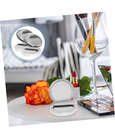 Beavorty Empty Compact with Sifter 2pcs Portable Loose Box Case with 2pcs Puff 7.5x7.5cm Silver - Buy Online on GoSupps.com