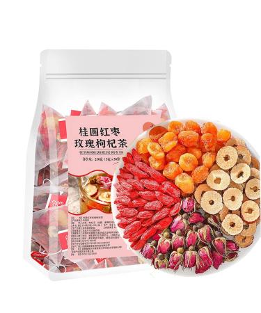 Longan Red Date Rose Goji Flower Tea Combination 8.8 oz/250g (50 small bags) Flower tea fruit tea ladies' tea beverage Flower and fruit tea cold and hot tea bag  - Buy Online on GoSupps.com