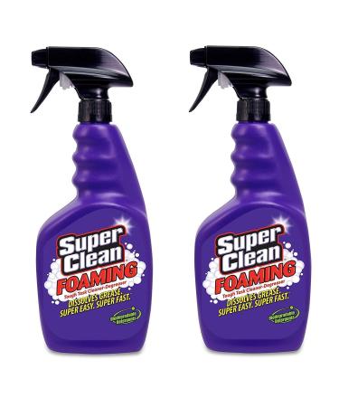 Super Clean Foaming Multi-Surface All Purpose Cleaner Degreaser Spray, Biodegradable, Full Concentrate, 32 Ounce, Pack of 2