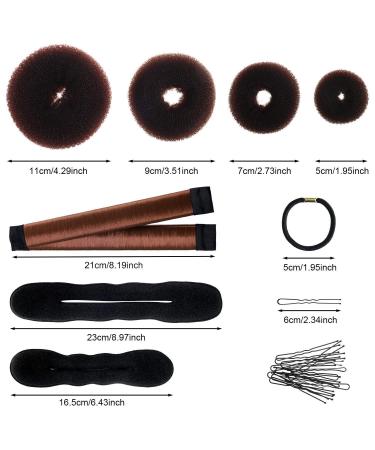 PARFINER Brown French Twist Hair Bun Maker with Comb - Stylish Hair Elastic Bands and Pins for Easy Hairstyling - Buy Online on GoSupps.com