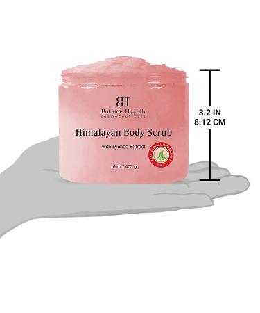 Botanic Hearth Himalayan Salt Body Scrub with Lychee Oil - Natural Exfoliating Scrub for Acne, Cellulite, Scars - 16 oz - Buy Online on GoSupps.com