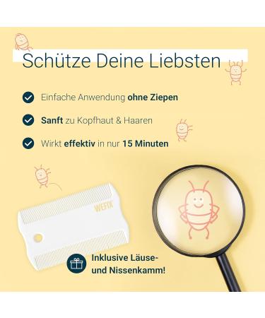 Wefix Lice Mittel Head Lice Set + Nissenkamm | Fast & Effective Lice Treatment in 15 Minutes - Comb Set Alternative to Lice Shampoo - Buy Online on GoSupps.com
