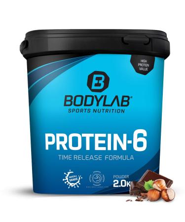 BODYLAB24 Protein-6 chocolate-hazelnut 2kg / multi-component protein powder protein powder from 6 high-quality protein sources / protein shake for muscle building chocolate hazelnut 2 kg (1 Pack) - Buy Online on GoSupps.com
