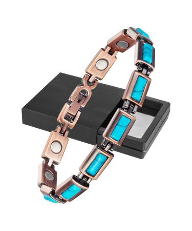 Yinox women's bracelet made of pure copper-magnetic hardship made of pure copper 12 magnets-magnetic tabs made of pure copper in vintage style - Buy Online on GoSupps.com