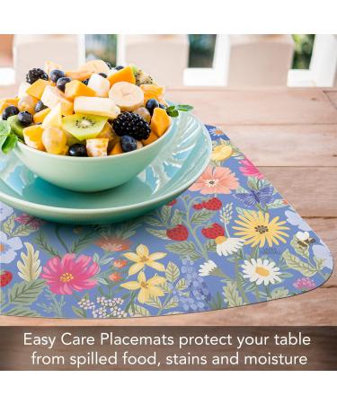CounterArt Meadow Floral Wedge Shaped Reversible Placemat 4 Pack - Made in USA - Easy Care - 17.75 x 11.25 - Colorful & Flexible - Wipes Clean Easily - Buy Online on GoSupps.com