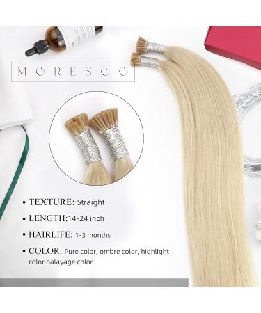 Moresoo I Tip Extensions | Real Hair Keratin Bonding | Blond Stick Tip #60 | 40g | 40cm Pre-Bonded Extensions - Buy Online on GoSupps.com