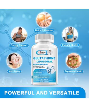 Liposomal Glutathione 1000mg Supplement with Milk Thistle & Vitamin C - Immune Liver & Skin Health Support - Buy Online on GoSupps.com