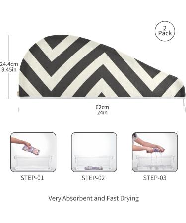 Black Line Hair Towel 2 Pack - Super Absorbent Quick Dry Hair Turbans for Women & Girls - Buy Online on GoSupps.com