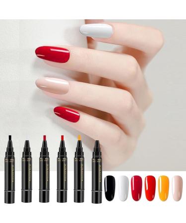  Yugugomo Gel nail pens nail art pens quick-drying 6 colors not UV gel nail polish DIY pencils manicure aid - Buy Online on GoSupps.com