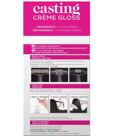 L'Oreal Casting Cream Gloss Hair Color 210 - Bluish Black | Long-lasting Shine - Buy Online on GoSupps.com