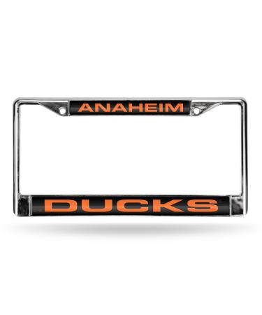Rico Industries NHL Chrome Laser License Frame 12" x 6" Laser Cut Chrome Frame - Car/Truck/SUV Automobile Accessory Anaheim Ducks Team Color