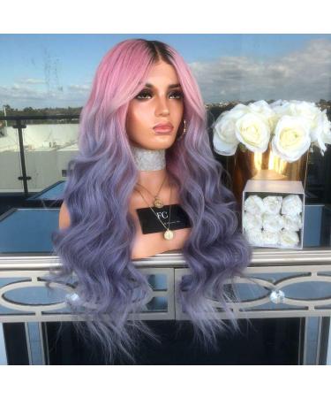 Battnot 28'' Synthetic Full Wig for Women - Long Curly Straight Hair in Gold Pink & Purple - Ideal for Cosplay & Parties - Buy Online on GoSupps.com