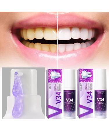 V34 Purple Toothpaste - 2 PCs Whitening Tooth Stain Removal & Dental Health Improvement - Buy Online on GoSupps.com