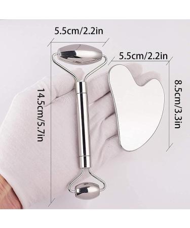 Stainless Steel Sha Set - Sha Board and Tool | Stainless Steel Facial Massager Skin Care Roller Metal Sha Tools for Muscle Relaxing Neck Body Face & Eyes Rossev - Buy Online on GoSupps.com