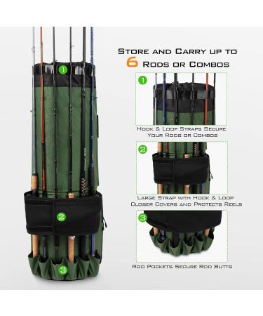 KastKing Karryall Fishing Rod Bag Water-resistant Rod Case Holds 6 Rods & Reels Foldable Fishing Bag Accommodate Fishing Gear and Equipment Fishing Gifts for Men Green C:Green - Buy Online on GoSupps.com