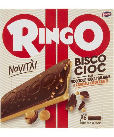 Pavesi Set of 6 cookies Ringo Bisco Cioc Hazelnut with cream 100% Italian hazelnuts 162 g 6 snack