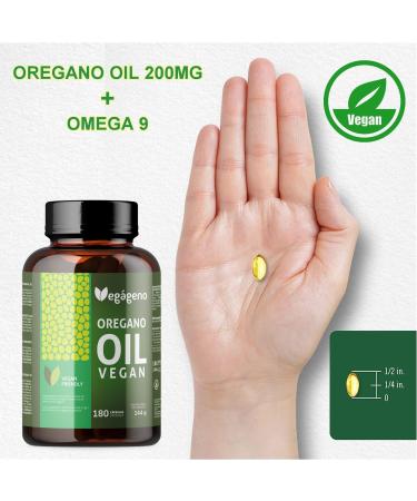 VEGAGENO - Oregano Essential Oil | 180 Vegetable Capsules Dietary Supplement with Extra Virgin Olive Oil and Oregano Essential Oil with Omega 9 and Carvacrol | Oregano Oil - Buy Online on GoSupps.com