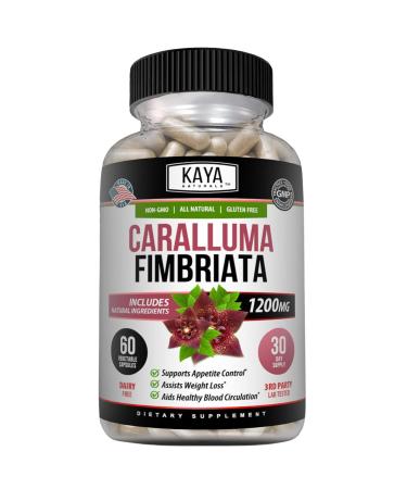 Kaya Naturals - Caralluma Fimbriata 1200mg High Potency Supplement | Maximum Strength Natural Endurance Support Vegetarian Capsules (60 Count) 60 Count (Pack of 1)