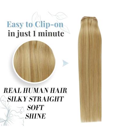 Runature Real Hair Clip-in Extensions - 50cm Highlights Gold & Light Blonde #16P24 120g Invisible 7-Piece Set - Buy Online on GoSupps.com