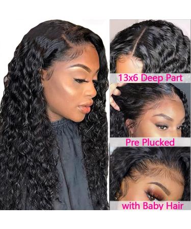 CHEETAHBEAUTY 30 Inch Deep Wave 13x6 HD Lace Front Wig | Brazilian 10A Grade Curly Human Hair Wig for Black Women - Pre Plucked with Baby Hair | 180% Density Natural Black - Buy Online on GoSupps.com